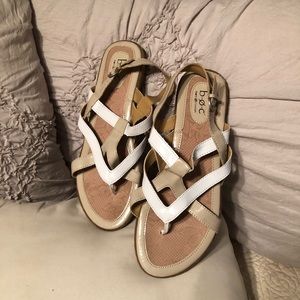 B.O.C. Ladies Sandals, Size 9, White/Beige